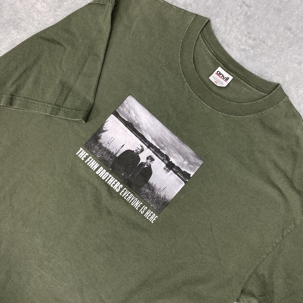 Vtg The Finn Brothers Shirt Mens Size XL Green Everyone is Here 2004‎ Tour Anvil